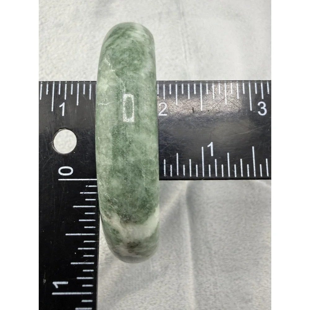 Vintage Bangle Bracelet‎ Green Polished Stone Chunky Size 7.5